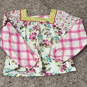 Matilda Jane Pink and Green Floral Plaid Blouse
